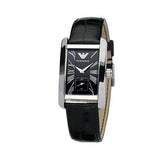Emporio Armani Classic Black Dial Black Leather Strap Watch For Women - AR0144