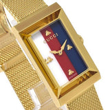 Gucci G-Frame Mother of Pearl Dial Yellow Gold Mesh Bracelet Watch For Women - YA147410