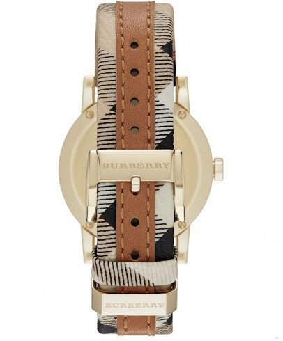 Burberry The City Gold Dial Brown Leather Strap Watch for Women - BU9133