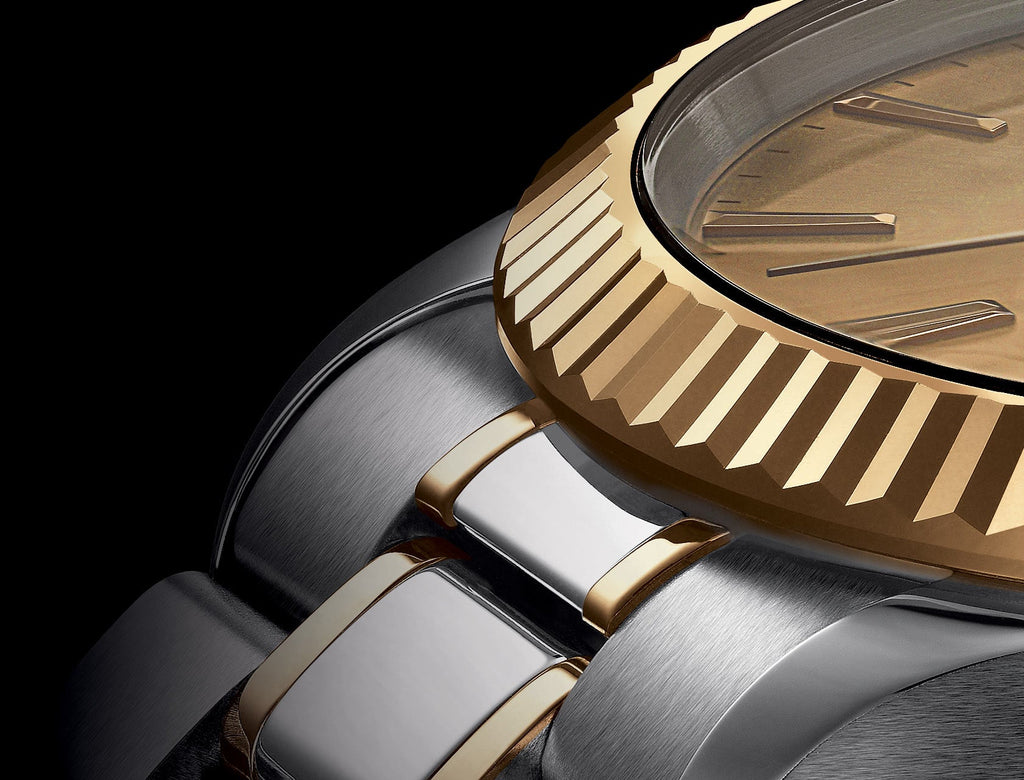 Tudor Style Automatic Gold Dial Two Tone Steel Strap Watch for Men - M12713-0001