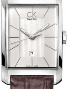 Calvin Klein Window Silver Dial Brown Leather Strap Watch for Men - K2M21126