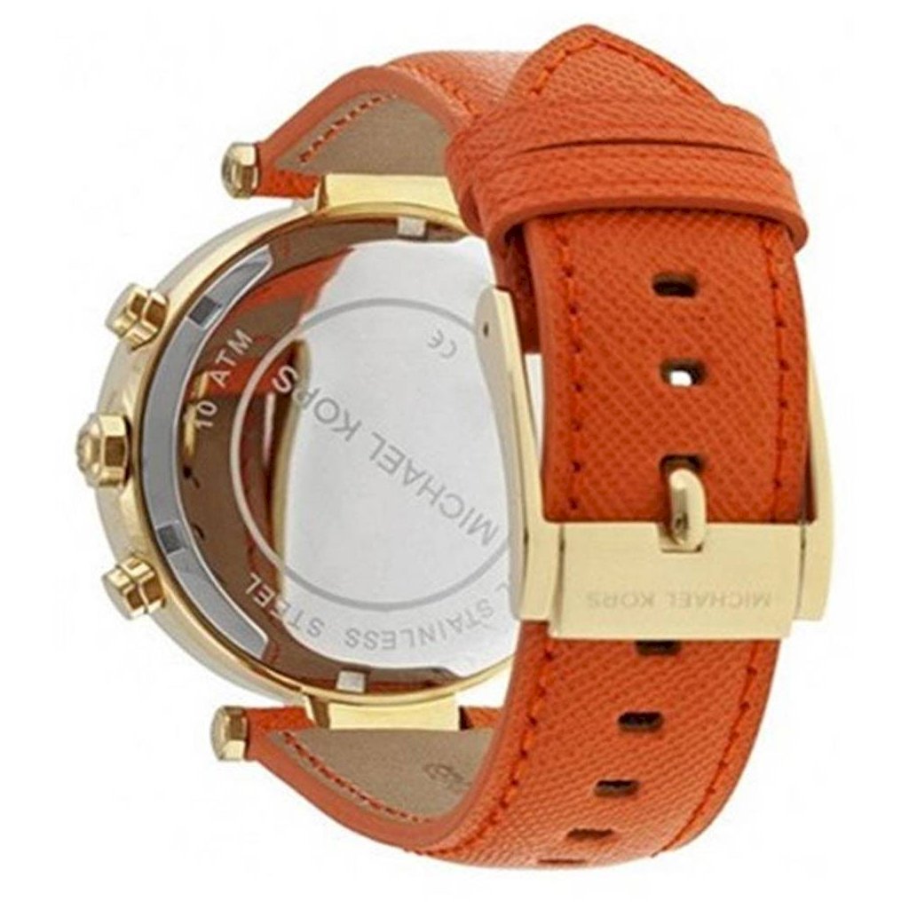 Michael Kors Parker Champagne Dial Orange Leather Strap Watch for Women - MK2279