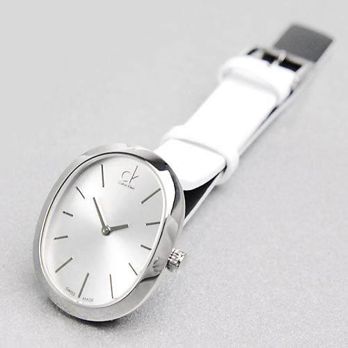 Calvin Klein Incentive White Dial White Leather Strap Watch for Women - K3P231L6