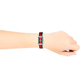 Gucci G Frame Quartz Green & Red Mother of Pearl Dial Multicolor Leather Strap Watch For Women - YA147408