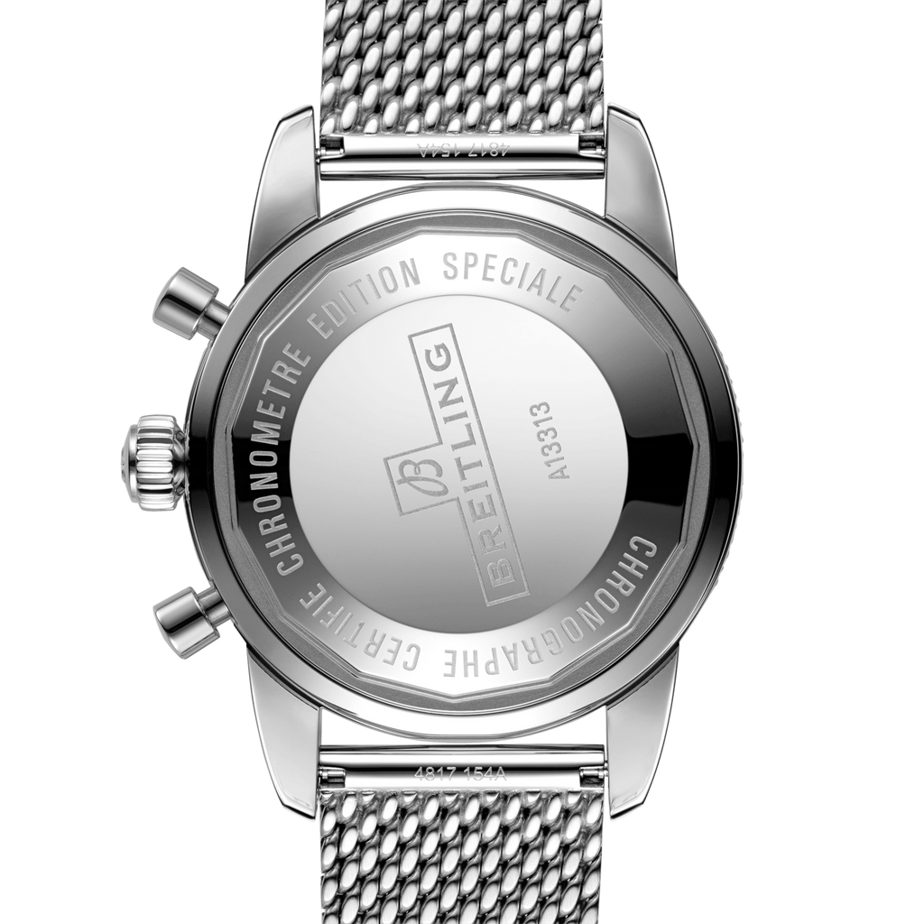 Breitling Superocean Heritage Chronograph 44 Green Dial Silver Mesh Bracelet Watch for Men - A13313121L1A1