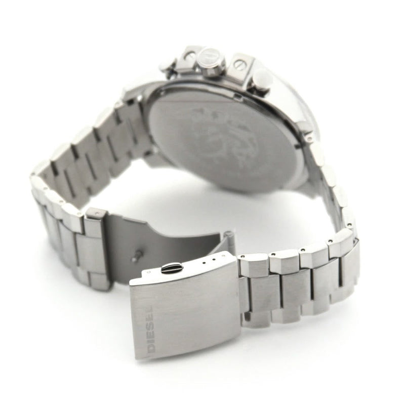 Diesel Mega Chief Chronograph Blue Dial Silver Steel Strap Watch For Men - DZ4465