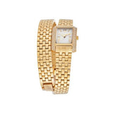 Michael Kors Emery Pave Double Wrap White Dial Gold Steel Strap Watch for Women - MK4833