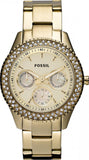 Fossil Stella Multifunction Gold Dial Gold Steel Strap Watch for Women - ES3589