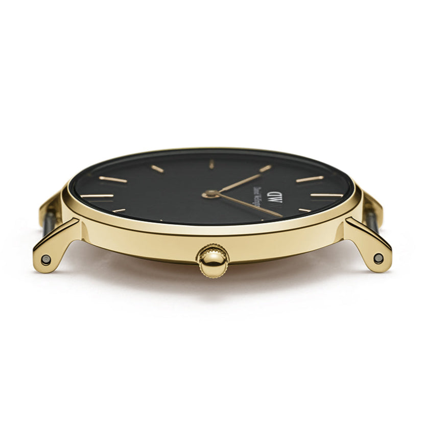 Daniel Wellington Petite Evergold Black Dial Gold Mesh Strap Watch For Women - DW00100345