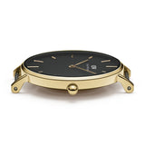 Daniel Wellington Petite Evergold Black Dial Gold Mesh Strap Watch For Women - DW00100345