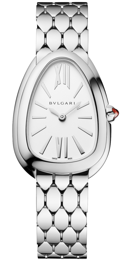 Bvlgari Serpenti Seduttori Quartz White Dial Silver Steel Strap Watch for Women - SERPENTI103141