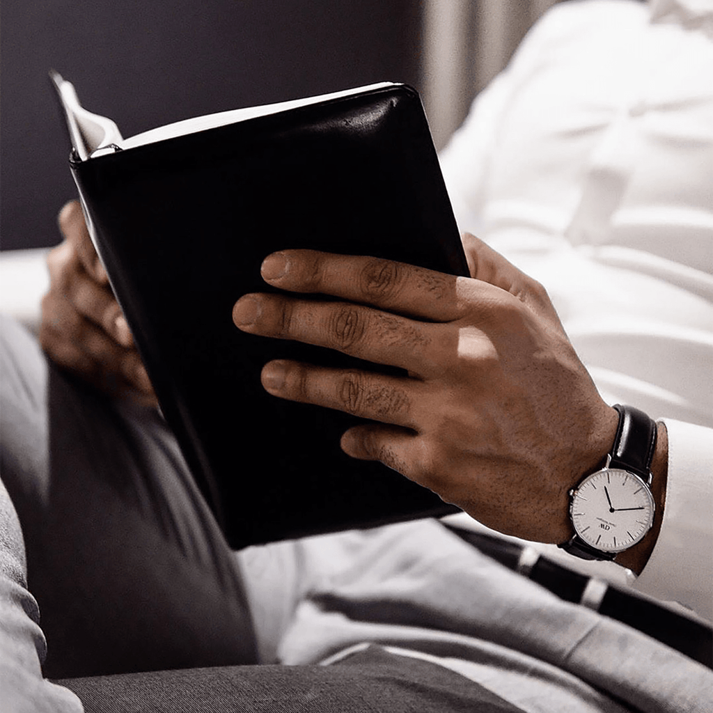 Daniel Wellington Classic Sheffield White Dial Black Leather Strap Watch For Women - DW00100053