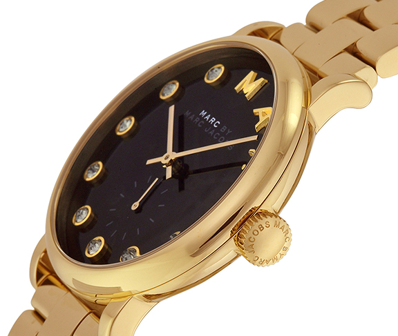 Marc Jacobs Baker Dexter Black Dial Gold Steel Strap Watch for Women - MBM3421