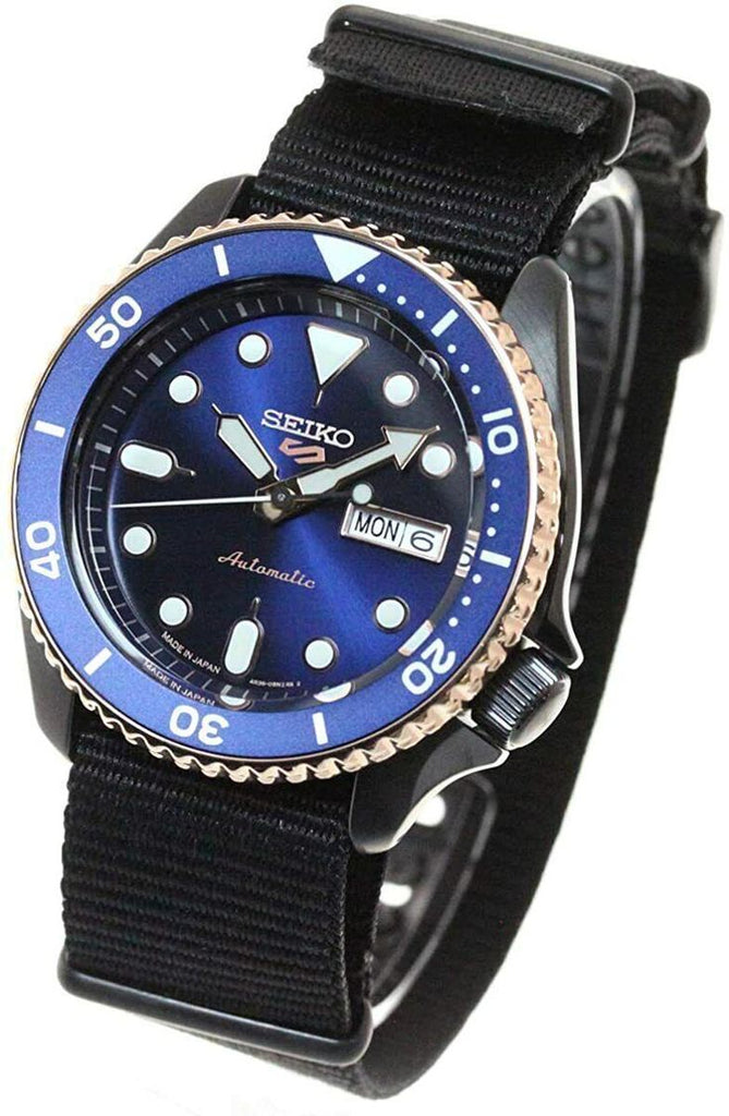 Seiko 5 Sports Automatic Blue Dial Black NATO Strap Watch for Men - SBSA098