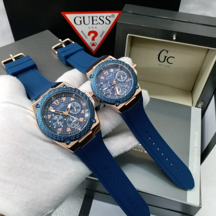Guess Zena Blue Dial Blue Silicone Strap Watch For Women - W1094L2