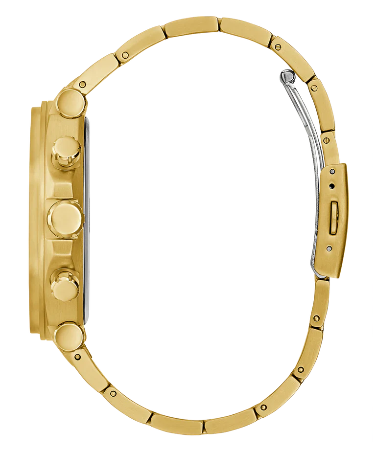 Guess Edge Chronograph Black Dial Gold Steel Strap Watch For Men - GW0539G2