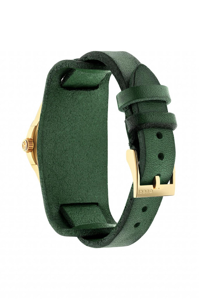 Gucci G Timeless Red Green Dial Green Leather Strap Watch For Women - YA126545