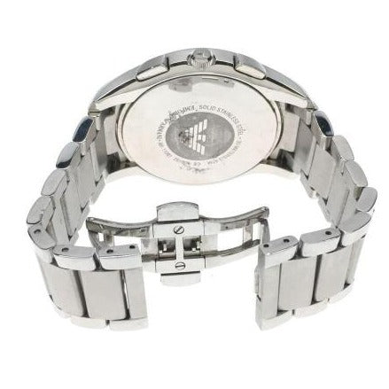 Emporio Armani Valente Chronograph Silver Dial Silver Steel Strap Watch For Men - AR11081