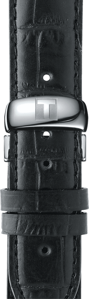 Tissot Automatics III Day Date Black Dial Black Leather Strap Watch For Men - T065.430.16.051.00