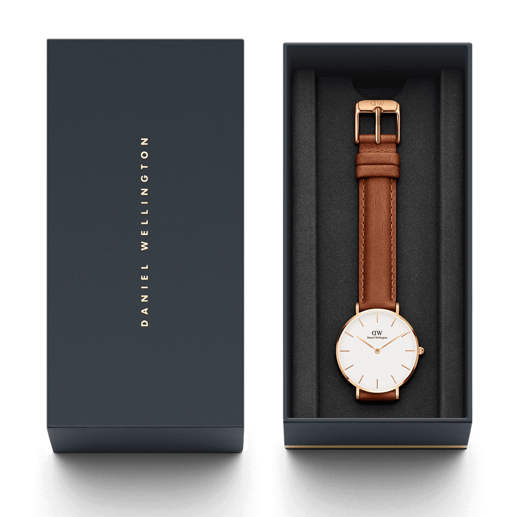 Daniel Wellington Dapper Durham White Dial Brown Leather Strap Watch For Men - DW00100115