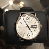 Marc Jacobs Fergus White Dial Black Leather Strap Watch for Men - MBM5076