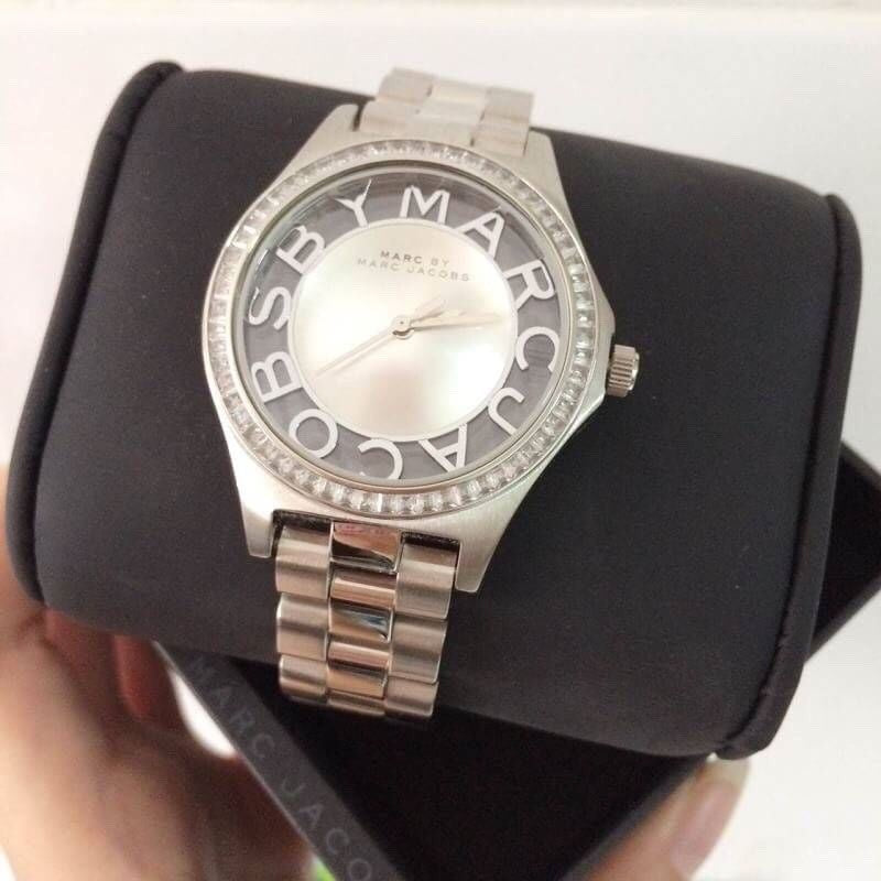 Marc Jacobs Henry Transparent Silver Dial Silver Steel Strap Watch for Women - MBM3337