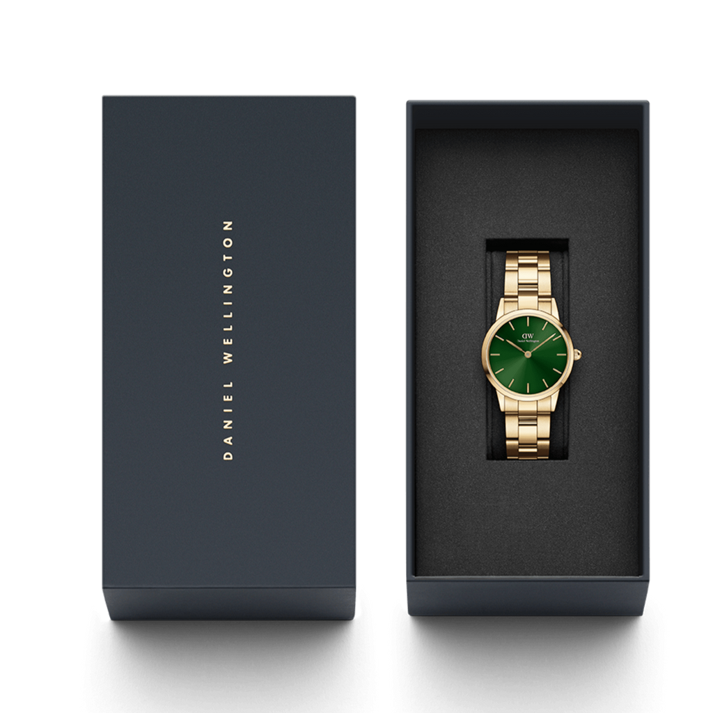 Daniel Wellington Iconic Link Emerald Green Dial Rose Gold Steel Strap Watch For Women - DW00100419