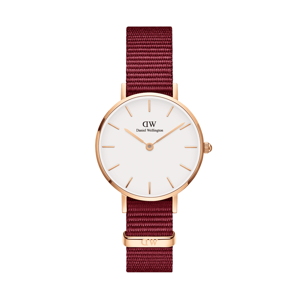 Daniel Wellington Roselyn 3A Petite White Dial Red NATO Strap Watch For Women - DW00100293