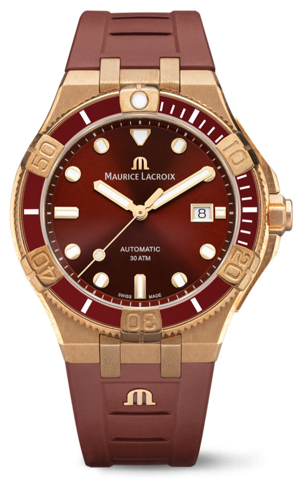 Maurice Lacroix Aikon Venturer Asia Special Edition Red Dial Red Rubber Strap Watch For Men - AI6058-BRZ6B-530-6