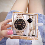 Michael Kors Darci Black Dial Rose Gold Steel Strap Watch for Women - MK3402