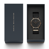 Daniel Wellington Classic Cornwall Black Dial Black Nylon Strap Watch For Women - DW00100148