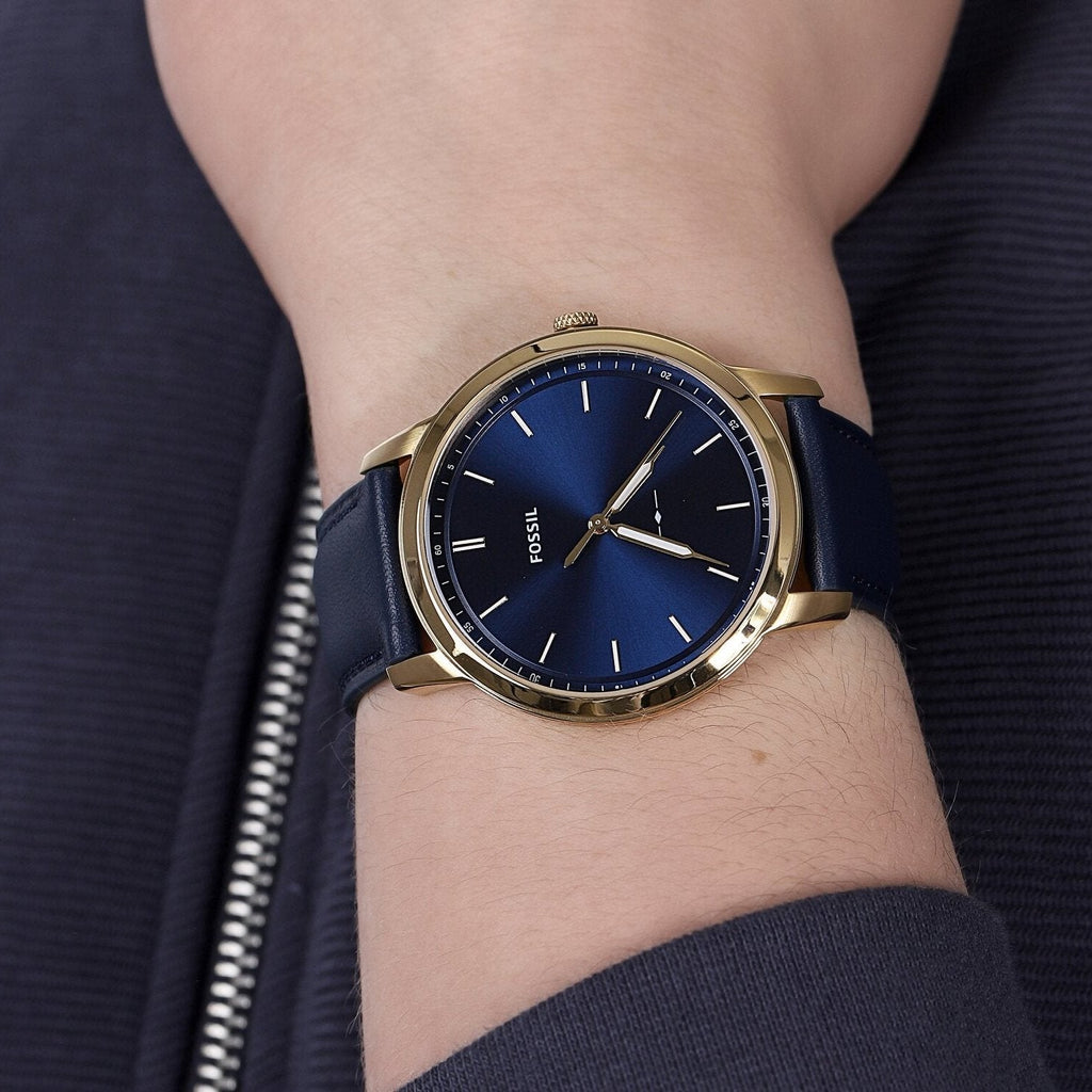 Fossil The Minimalist 3H Analog Blue Dial Blue Leather Strap Watch for Men - FS5789
