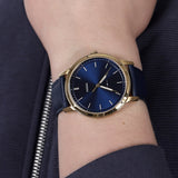 Fossil The Minimalist 3H Analog Blue Dial Blue Leather Strap Watch for Men - FS5789