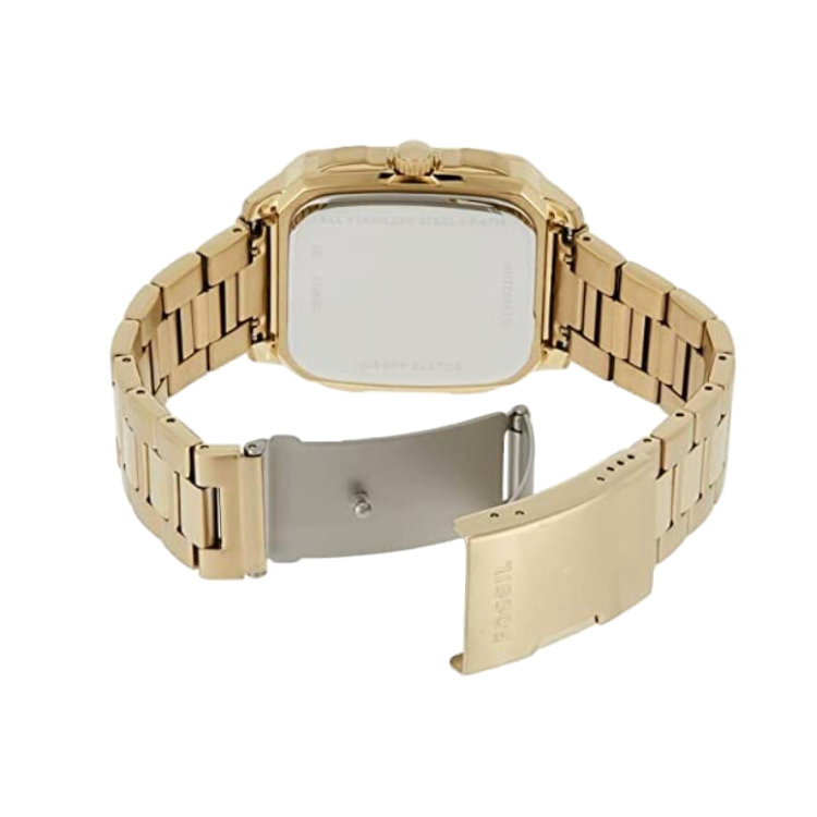 Fossil Inscription Automatic Skeleton Black Dial Gold Steel Strap Watch for Men - BQ2573