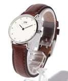 Daniel Wellington Classy Bristol White Dial Brown Leather Strap Watch For Women - DW00100070