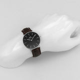 Daniel Wellington Classic York Black Dial Brown Leather Strap Watch For Men - DW00100134
