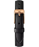 Daniel Wellington Quadro White Dial Black Leather Strap Watch For Women - DW00100434