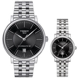 Tissot T Classic Carson Premium Powermatic 80 Black Dial Silver Steel Strap Watch For Men - T122.407.11.051.00