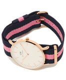 Daniel Wellington Classic Winchester White Dial Three Tone Nylon Strap Watch For Women - DW00100033