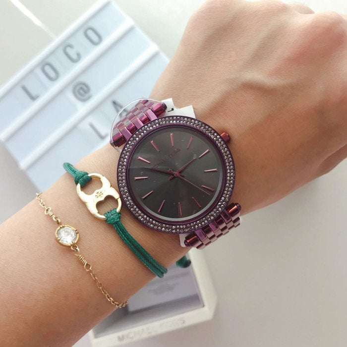 Michael Kors Darci Black Dial Purple Steel Strap Watch for Women - MK3554