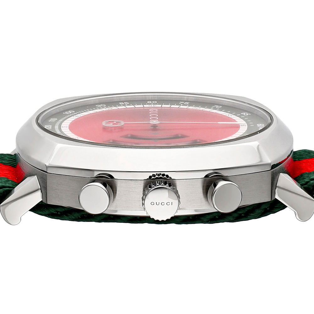 Gucci Grip Quartz Chronograph Red Dial Two Tone NATO Strap Watch for Men - YA157304