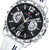 Tommy Hilfiger Multifunction Black Dial White Rubber Strap Watch for Men - 1791475