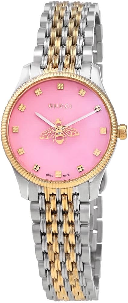 Gucci G Timeless Quartz Pink Dial Two Tone Steel Strap Watch For Women - YA1265030