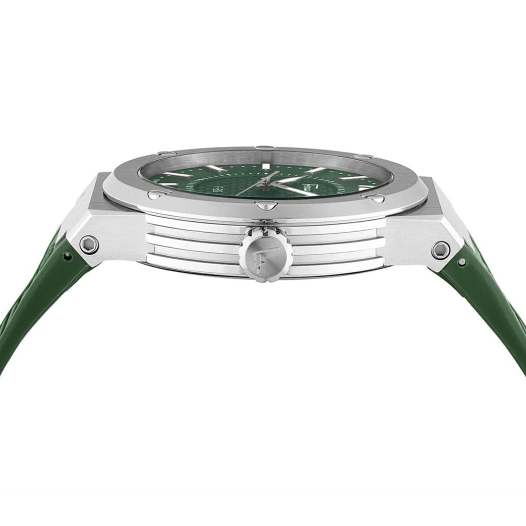 Salvatore Ferragamo F-80 Classic Green Dial Green Rubber Strap Watch for Men - SFHY02722