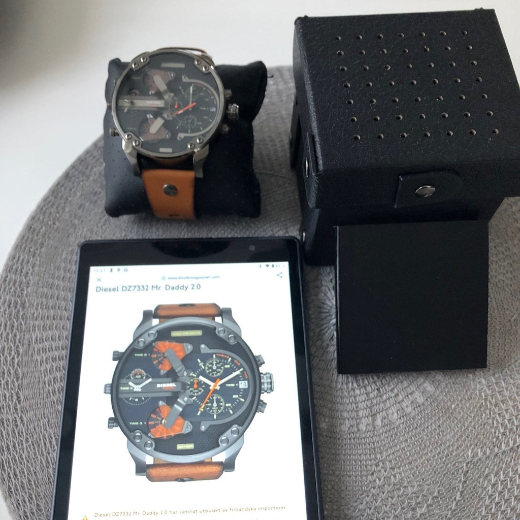 Diesel Mr Daddy 2.0 Chronograph Black Dial Brown Leather Strap Watch For Men - DZ7332