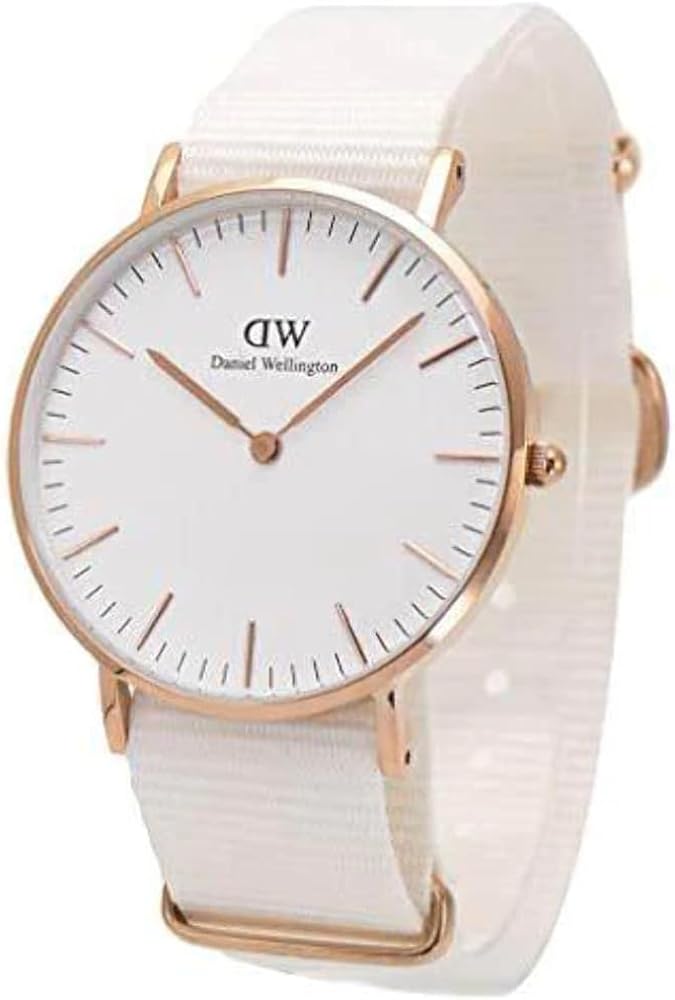 Daniel Wellington Classic Dover White Dial White Nylon Strap Watch For Women - DW00100309