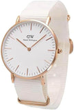Daniel Wellington Classic Dover White Dial White Nylon Strap Watch For Women - DW00100309