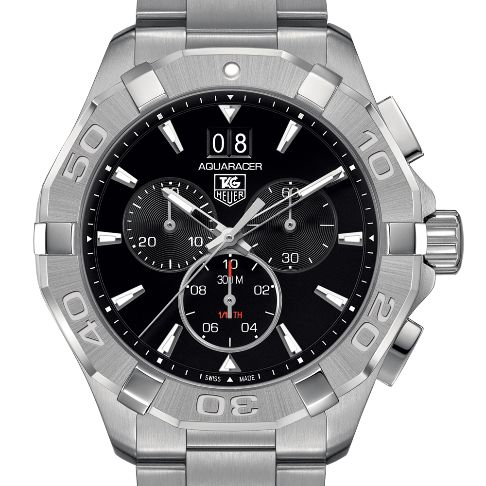Tag Heuer Aquaracer Chronograph Black Dial Silver Steel Strap Watch for Men - CAY1110.BA0927