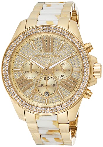 Michael Kors Wren Diamonds Gold  Dial Two Tone Steel Strap Watch for Women - MK6157