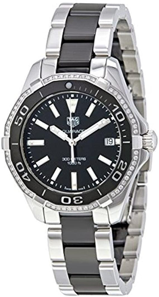 Tag Heuer Aquaracer Quartz Diamonds Black Dial Two Tone Steel Strap Watch for Women - WAY131G.BA0913